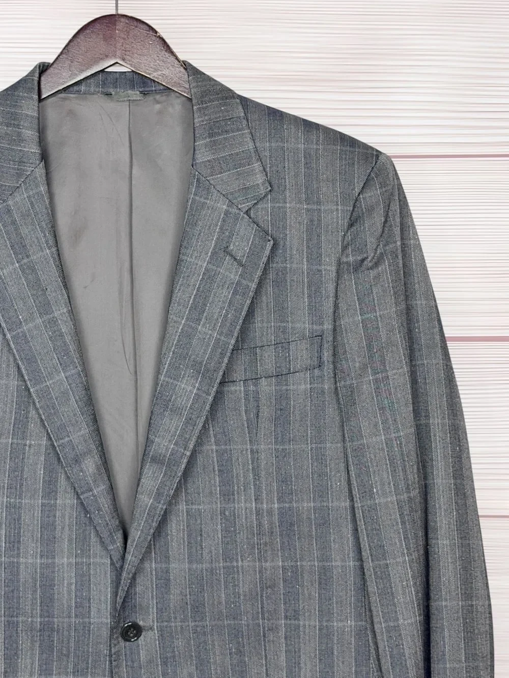 Pietrovanni Italy Wool Silk Suit Jacket Blazer Gray Blue EUR 52L US 42L